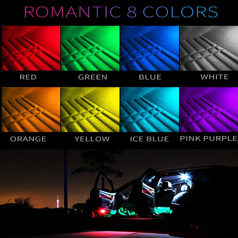 Cool LED Car Atmosphere Lights One for Four Colorful