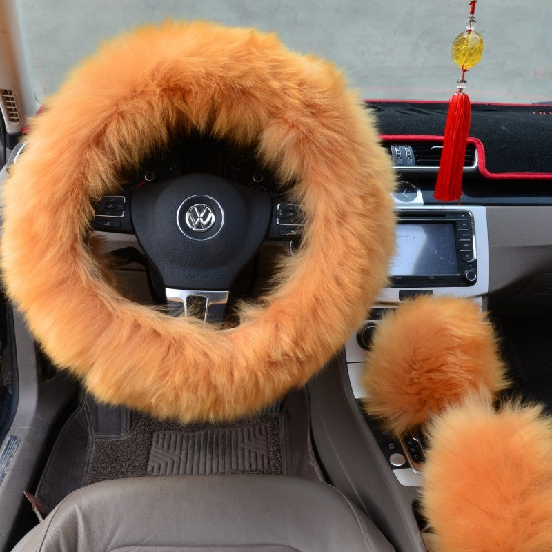 Three-piece wool steering wheel cover