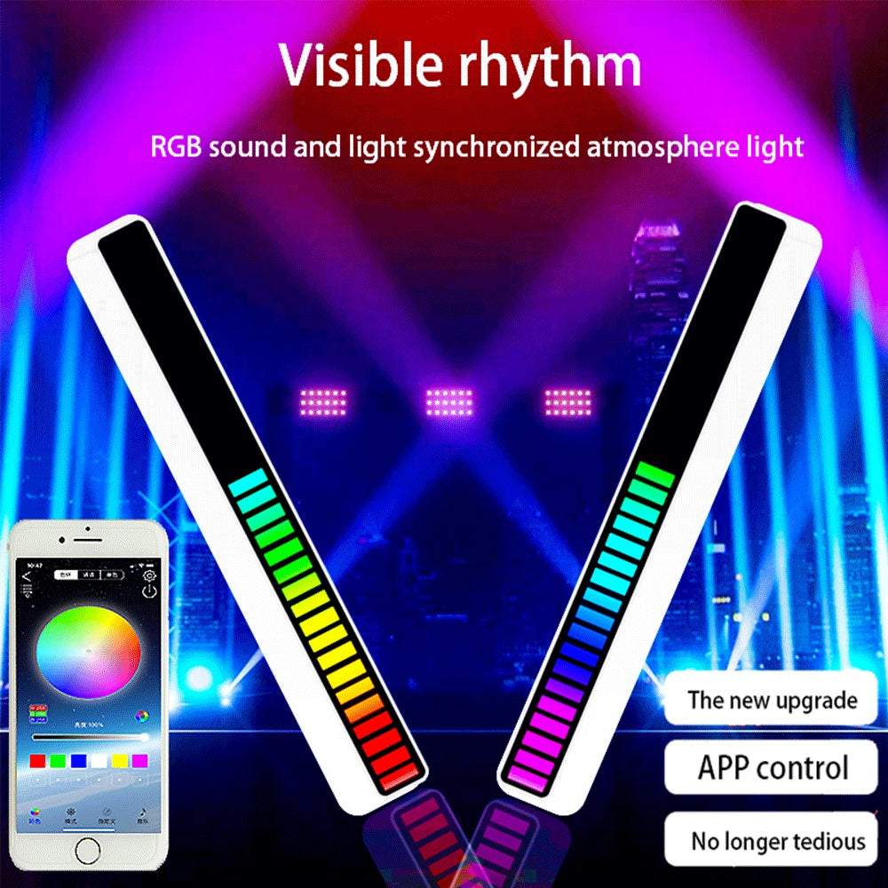 New Car Sound Control Light RGB Voice-Activated Music Rhythm Ambient Light With 32 LED 18 Colors Car Home Decoration Lamp